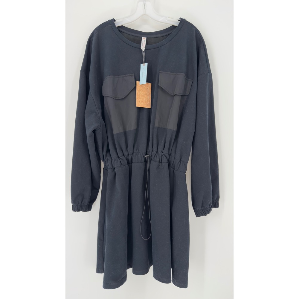 Daily Practice by Anthropologie Black Utility Sweatshirt Dress Plus Size 3X NEW